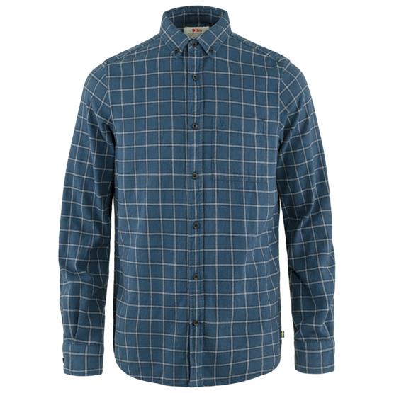 Fj? Llr? Ven ? Vik Flannel Shirt Mens  Indigo Blue   Flint Grey