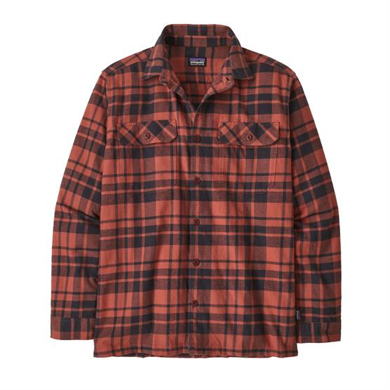 Patagonia Mens L S Organic Cotton Mw Fjord Flannel Shirt  Ice Caps   Burl Red