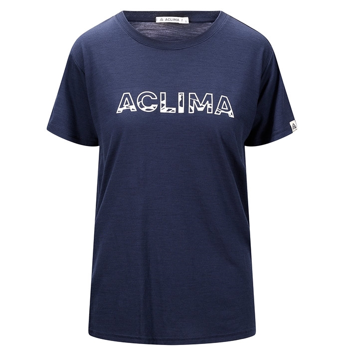 Aclima Lightwool T Shirt Relaxed Fit Kvinder   Damer Navy Blazer L   T Shirts