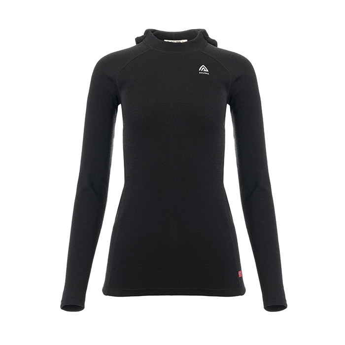 Aclima Warmwool Hoodsweater V  Kvinder   Damer  Black L   Undertøj