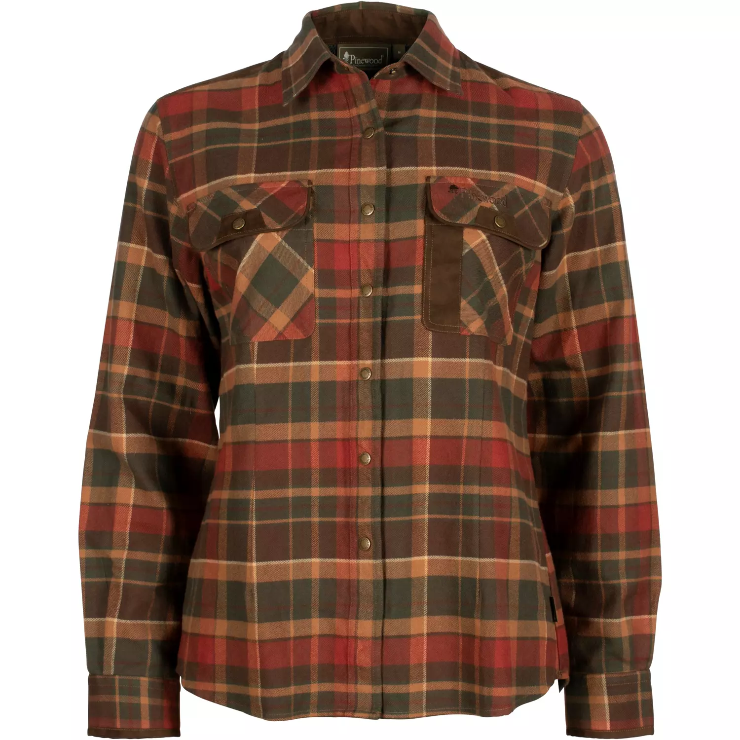 Pinewood Prestwick Skjorte W Dark Green Terracotta L