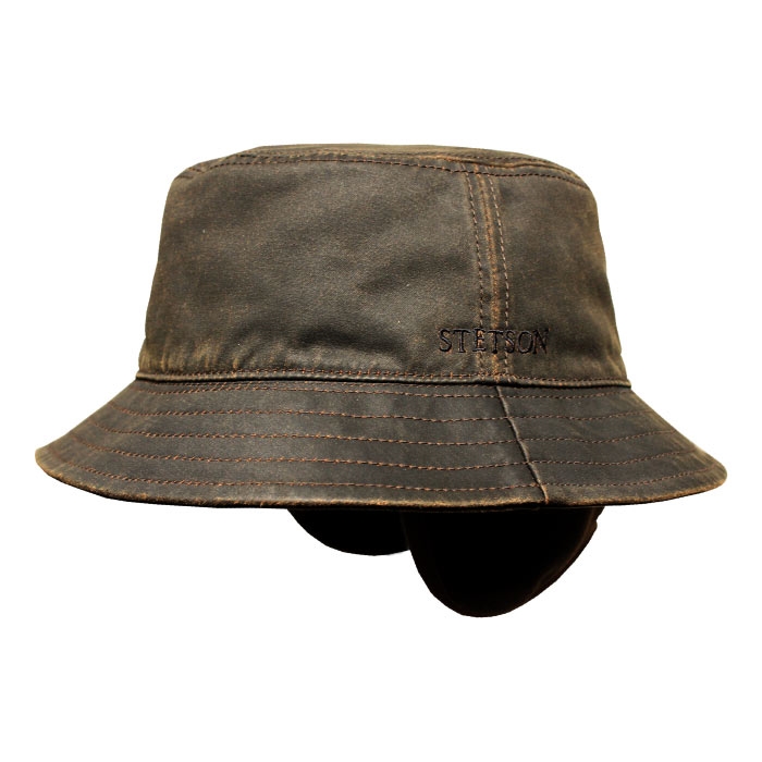 Stetson Bucket Hat med Øreklap - Mørkebrun Vinterhue