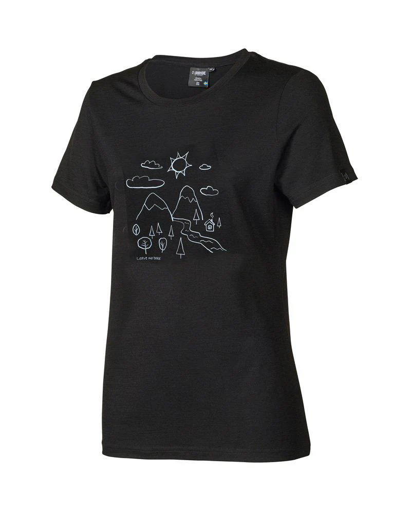 Ivanhoe Uw Cilla Uld T-Shirt til Udendørsbrug - Sort