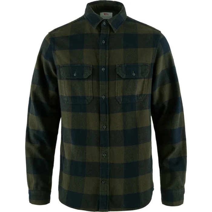 Fj? Llr? Ven ? Vik Heavy Flannel Shirt Herre   Mænd Deep Forest Dark Navy L   Skjorter