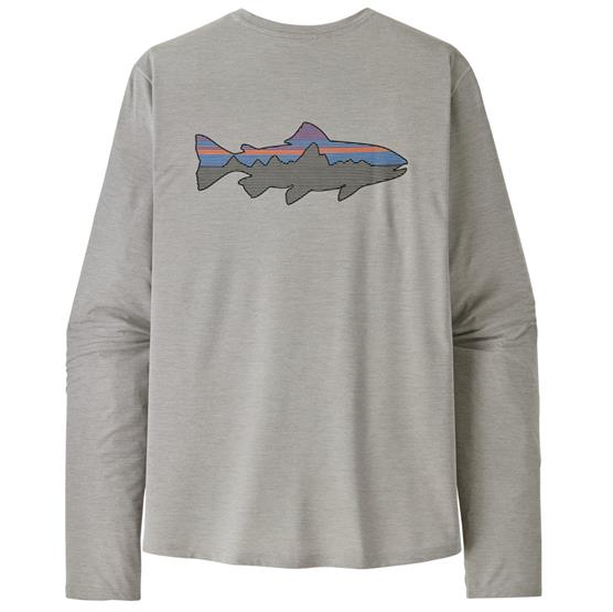 Patagonia Mens L S Cap Cool Sun Shirt Fitz Roy Trout Crisp Grey Salt Grey X Dye