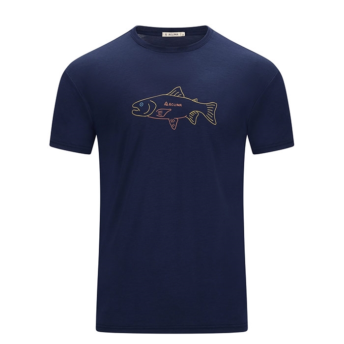 Aclima Lightwool Classic Tee Salmon Navy Blazer Xl   T Shirt  Polo Shirt