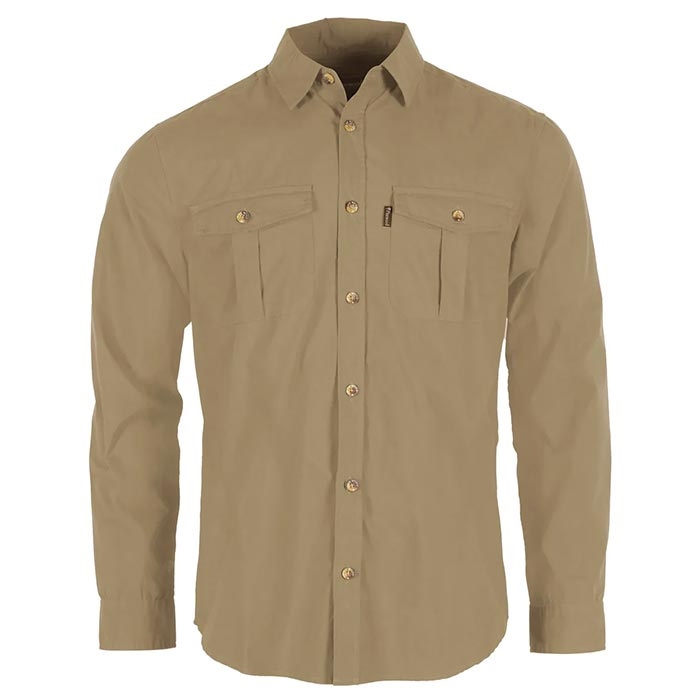 Pinewood Insectsafe Poplin Ls Shirt Herre Mænd Sandstone M Skjorter
