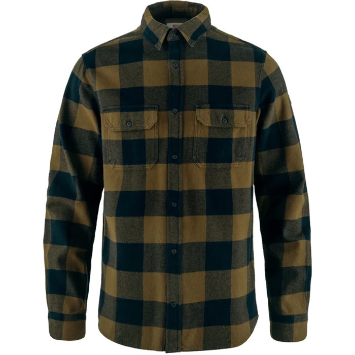 Fj? Llr? Ven ? Vik Heavy Flannel Shirt Herre Mænd Wood Brown Dark Navy M Skjorter