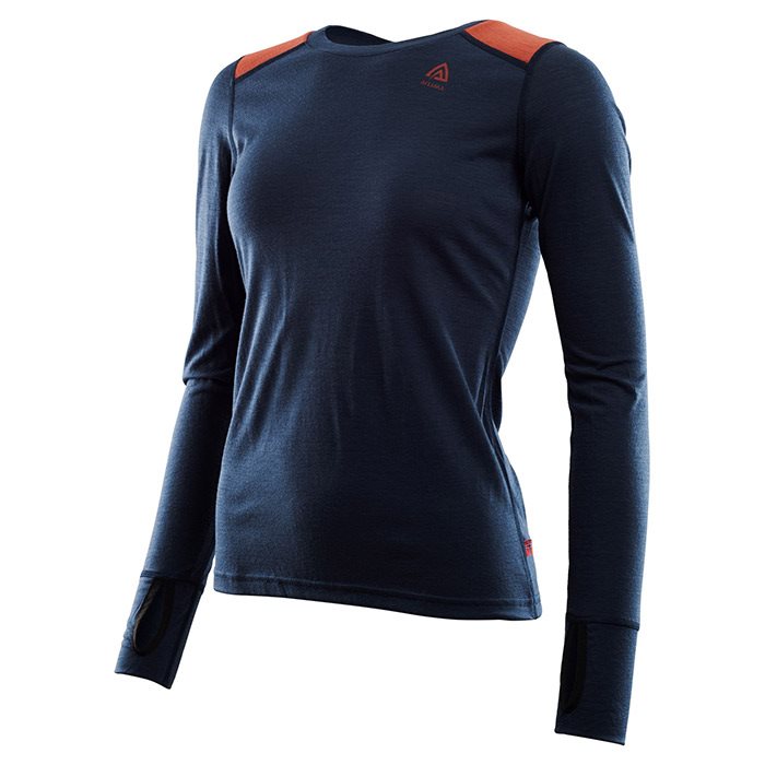 Aclima Lightwool Reinforced Crew Neck Women  Navy Red