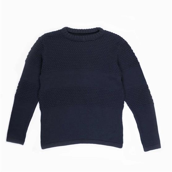 Fuza Wool Mens Nyhavn Sweater Round Neck Midnight Blue